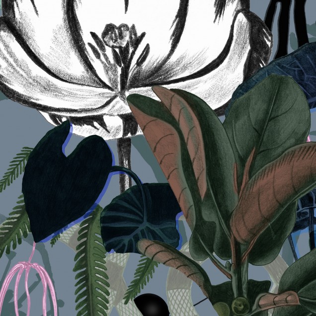 Tapet floral Oh the Tulips, cu flori delicate in tonuri pastelate
