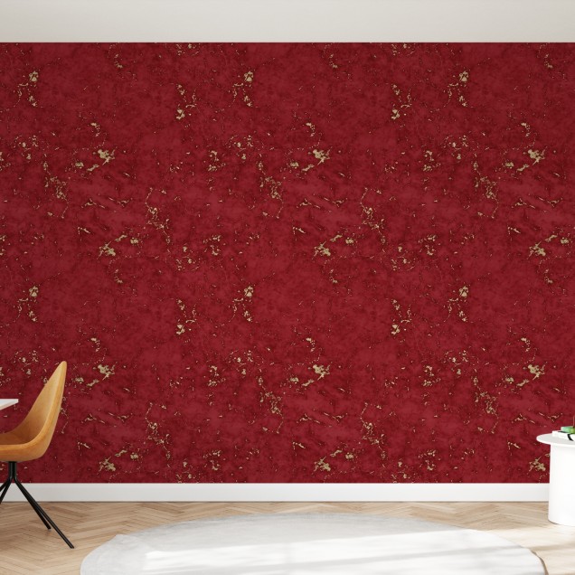 Tapet cu marmură roșie cu aur Damasco, decor modern și elegant
