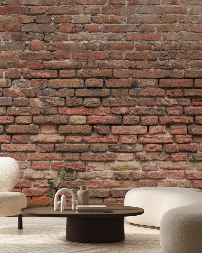 Fototapet Dilapidated Brick Wall, perete de cărămidă roșie, stil industrial, vintage, decor interior