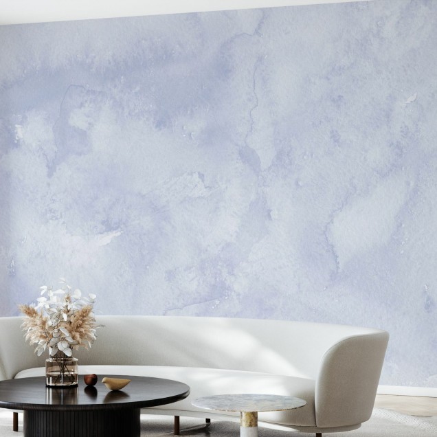 Tapet modern minimalist cu design watercolor in nuante delicate de albastru.