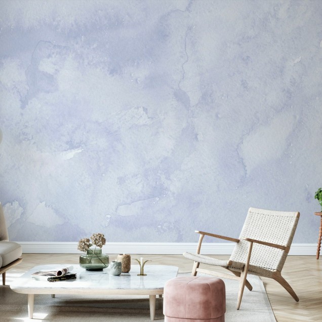 Tapet modern minimalist cu design watercolor in nuante delicate de albastru.