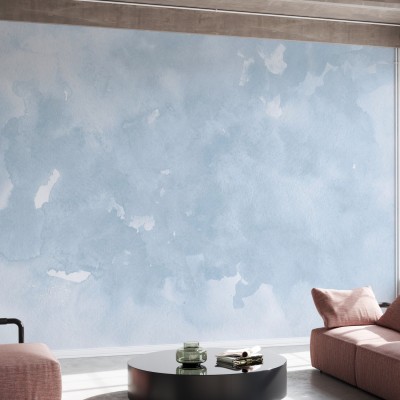 Tapet cu design minimalist in tonuri de albastru deschis, perfect pentru dormitoare, livinguri si spatii de lucru.