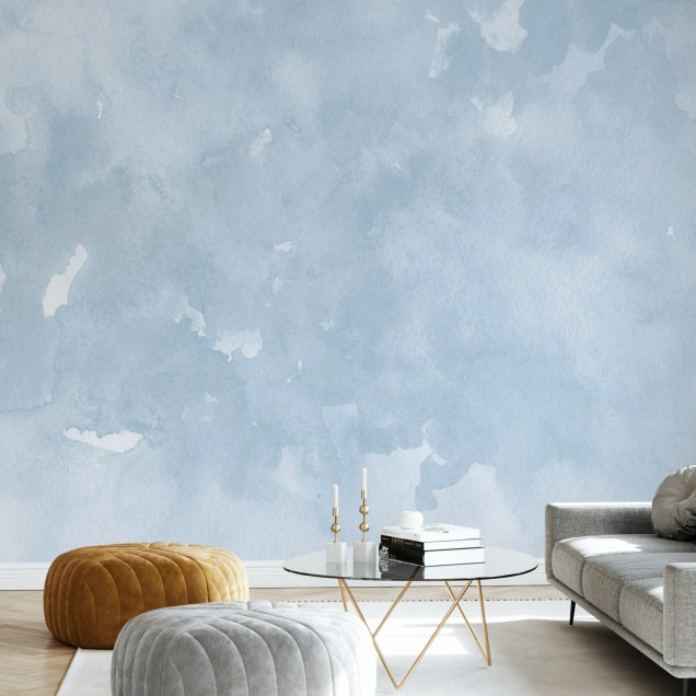Tapet cu design minimalist in tonuri de albastru deschis, perfect pentru dormitoare, livinguri si spatii de lucru.