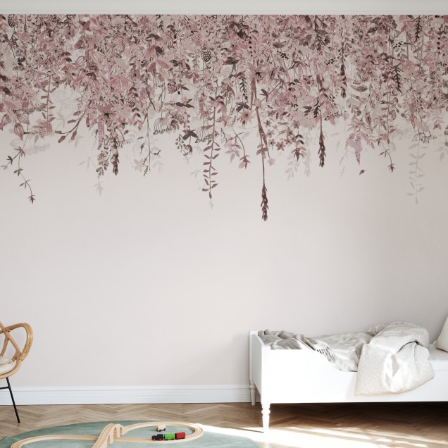 Tapet floral roz pale Enchanted Blush, perfect pentru a crea o atmosfera romantica in casa ta.