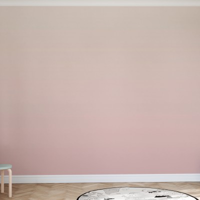 Imagine cu un wallpaper cu gradient de piersică, într-un dormitor cu un pat supraetajat, o birou și o podea din lemn.