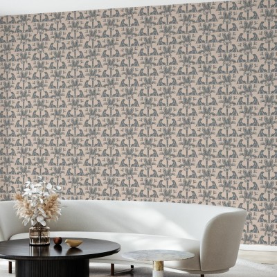 Tapet cu iguane și palmieri, perfect pentru un decor exotic și sofisticat