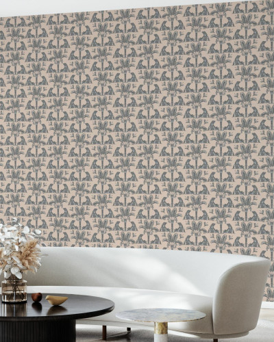 Tapet cu iguane și palmieri, perfect pentru un decor exotic și sofisticat
