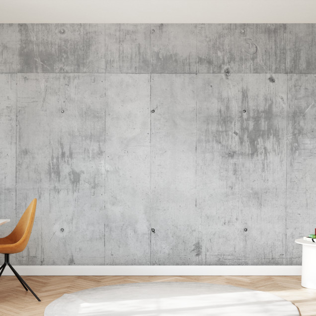 Fototapet cu aspect de beton într-un living modern