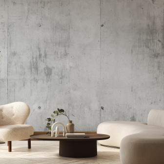 Fototapet cu aspect de beton într-un living modern