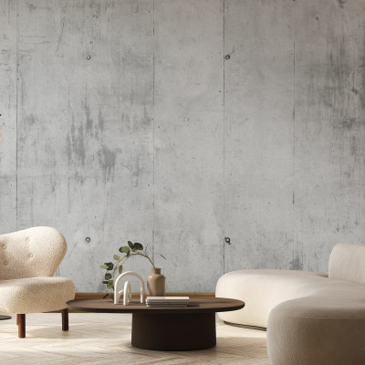 Fototapet cu aspect de beton într-un living modern