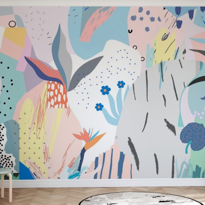 Flowery - Tapet cu un design abstract, cu accente florale