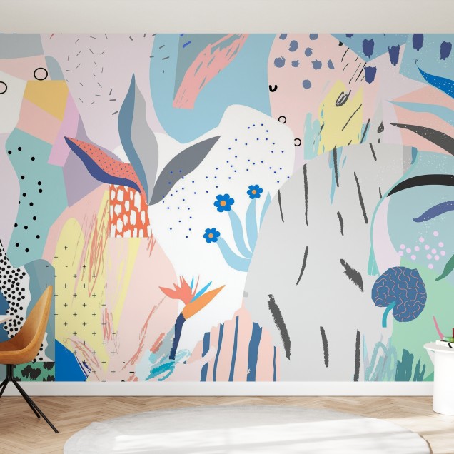 Flowery - Tapet cu un design abstract, cu accente florale