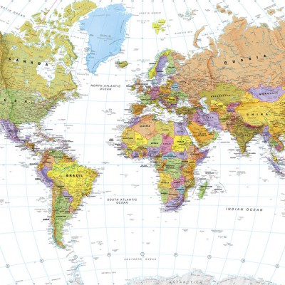 Fototapet Political World Map, personalizat, Photowall, Fototapet living 