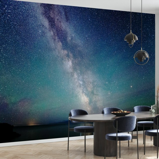 Tapet Milky Way Night Sky cu cerul nopții presărat cu stele strălucitoare