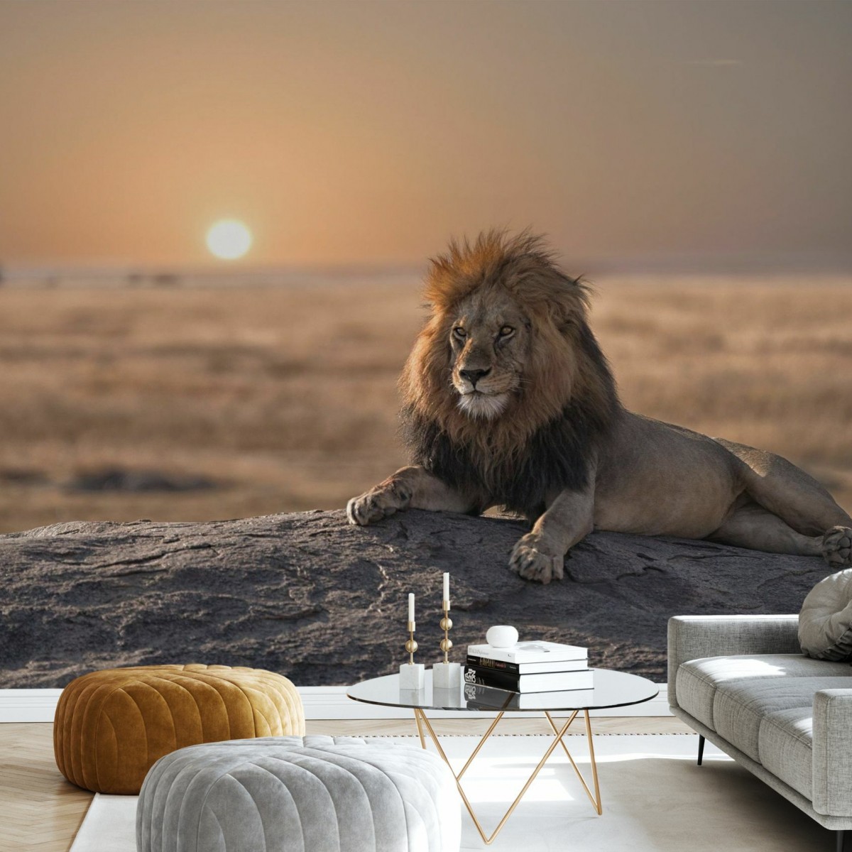 Fototapet Lion Sitting on the Rock, Personalizat, Photowall, Fototapet living 