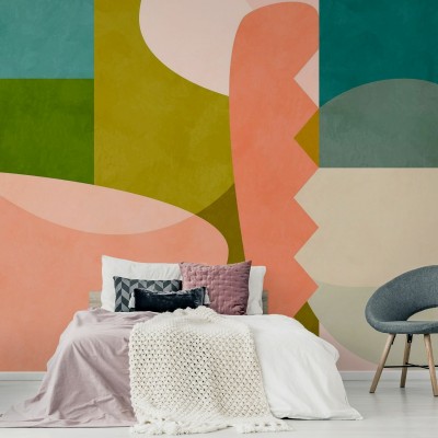 Tapet geometric abstract Circles Mid Century V
