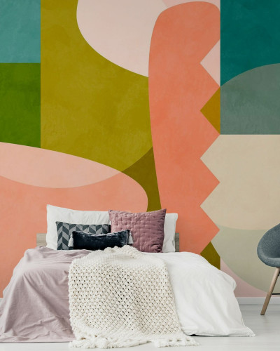 Tapet geometric abstract Circles Mid Century V