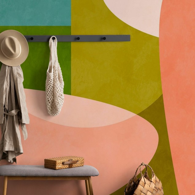 Tapet geometric abstract Circles Mid Century V