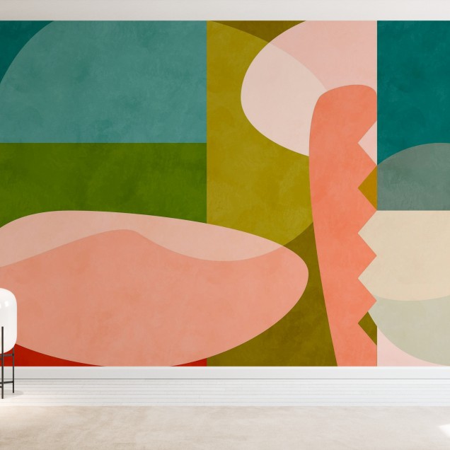 Tapet geometric abstract Circles Mid Century V