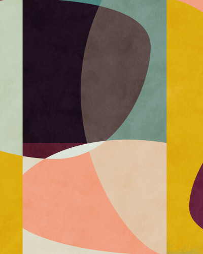 Wallpaper abstract cu cercuri in culori vibrante, ideal pentru un living modern si elegant