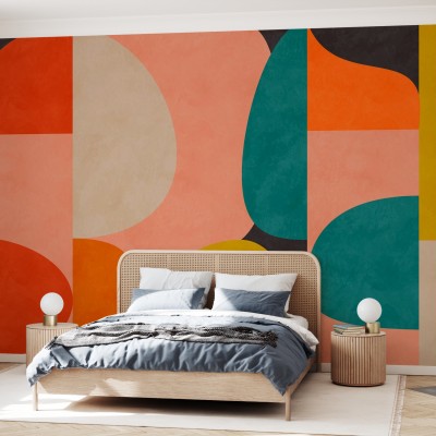 Tapet cu design geometric abstract in culori vibrante