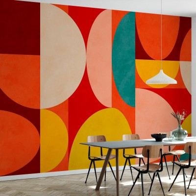 Tapet Circles Mid Century X - Culori vibrante și forme geometrice pentru un design modern