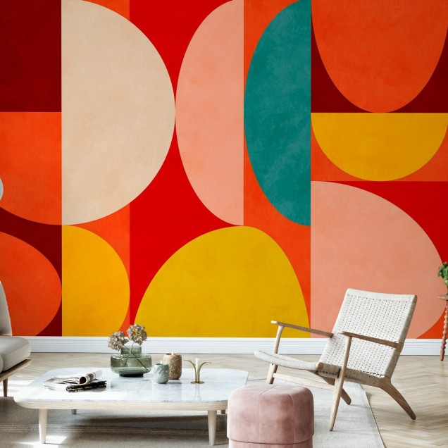 Tapet Circles Mid Century X - Culori vibrante și forme geometrice pentru un design modern