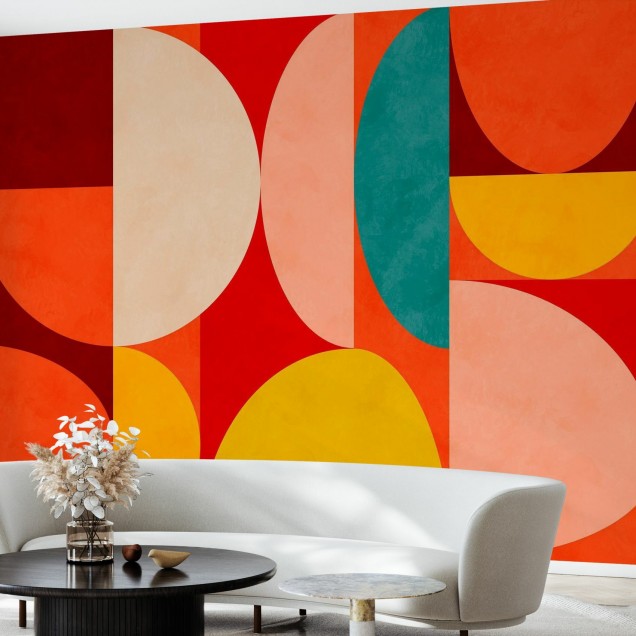 Tapet Circles Mid Century X - Culori vibrante și forme geometrice pentru un design modern