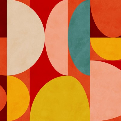 Tapet Circles Mid Century X - Culori vibrante și forme geometrice pentru un design modern