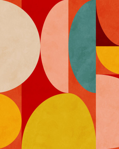 Tapet Circles Mid Century X - Culori vibrante și forme geometrice pentru un design modern