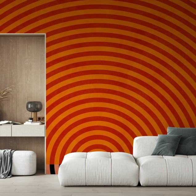 Tapet modern cu design geometric in nuante de rosu si portocaliu