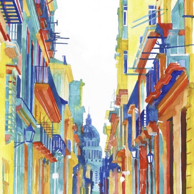 Fototapet Havana Street cu o stradă vibrantă din Havana