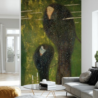 Tapet de perete cu o imagine a sirenelor inspirată din picturile lui Gustav Klimt.