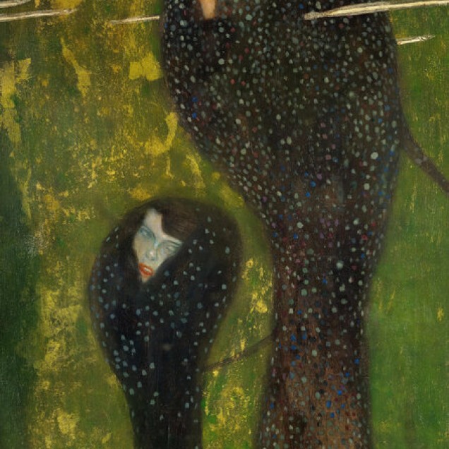 Tapet de perete cu o imagine a sirenelor inspirată din picturile lui Gustav Klimt.