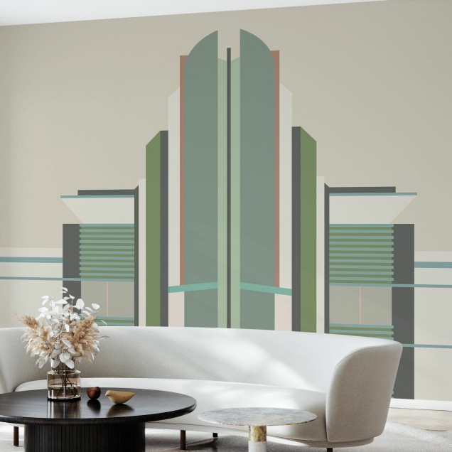 Fototapet Miami Deco 1 - Design geometric minimalist cu linii clare și culori neutre.