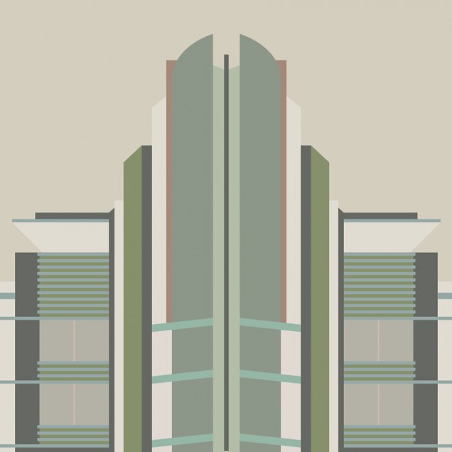 Fototapet Miami Deco 1 - Design geometric minimalist cu linii clare și culori neutre.