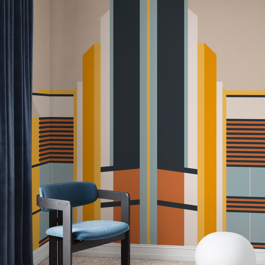 Fototapet Miami Deco 1 - Design geometric minimalist cu linii clare și culori neutre.