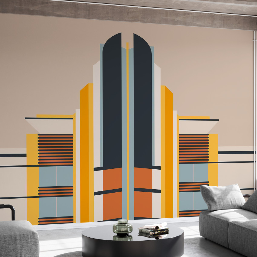 Fototapet Miami Deco 1 - Design geometric minimalist cu linii clare și culori neutre.