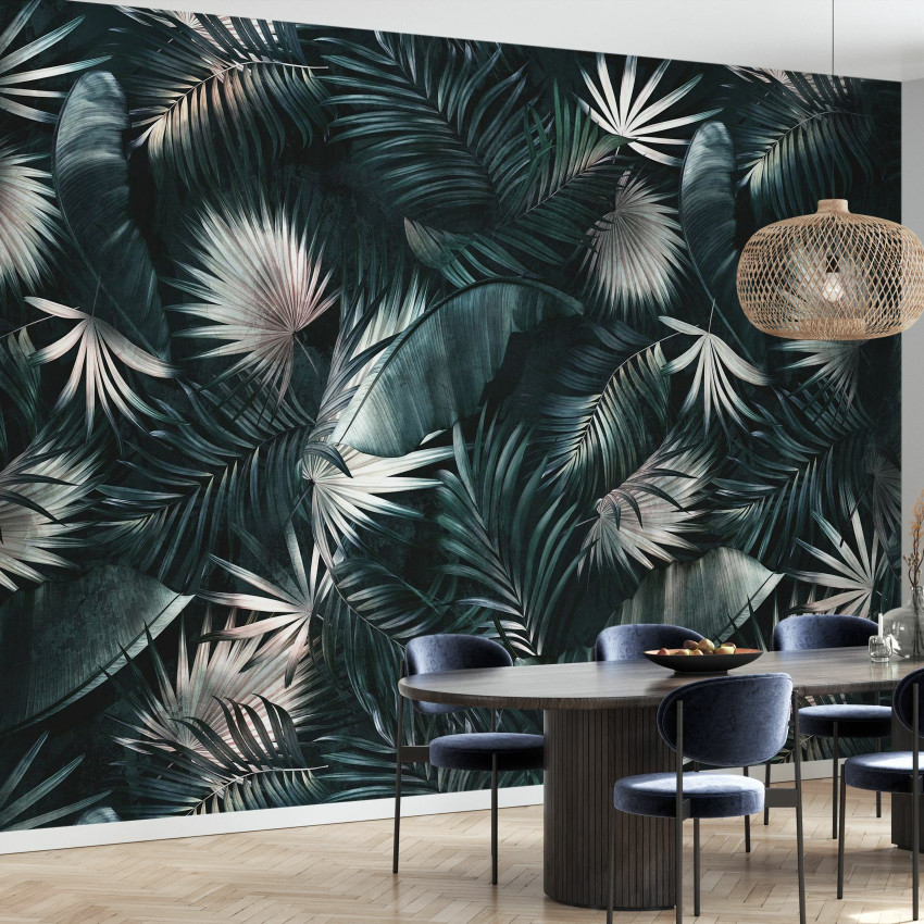 Tapet cu frunze tropicale verzi