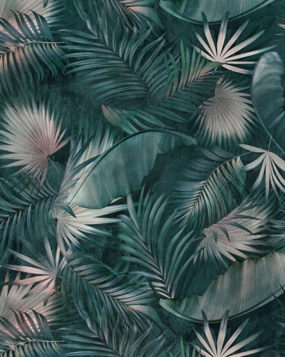 Tapet cu frunze tropicale verzi