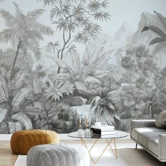Fototapet Tangled Jungle, Blue Monochrome, Personalizat, Photowall
