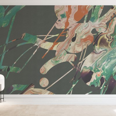 Tapet abstract modern cu accente de smarald