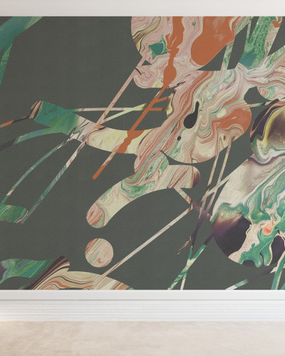 Tapet abstract modern cu accente de smarald
