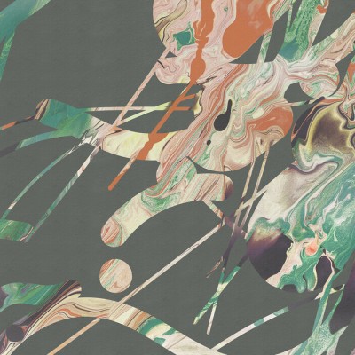 Tapet abstract modern cu accente de smarald