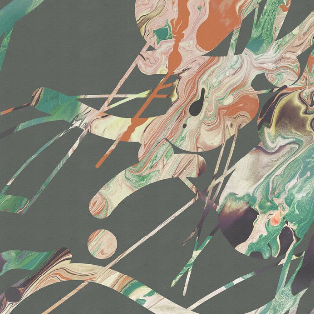 Tapet abstract modern cu accente de smarald
