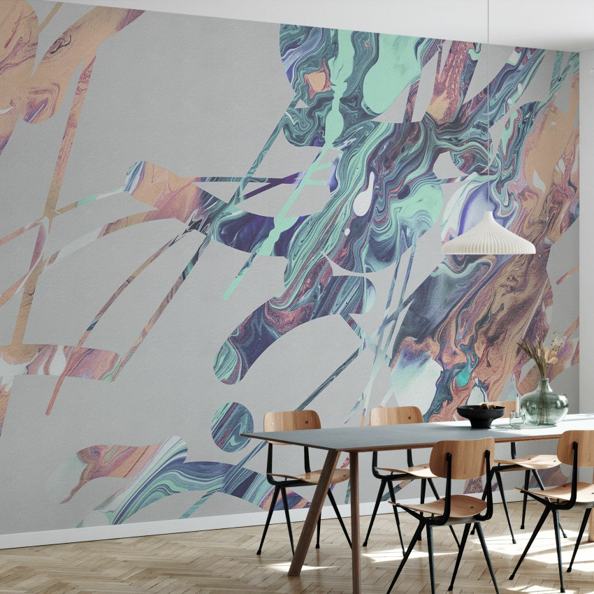 Tapet abstract modern cu accente de smarald