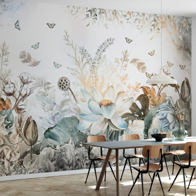 Tapet floral cu fluturi Beautiful Blossom
