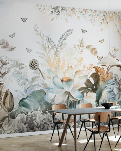 Tapet floral cu fluturi Beautiful Blossom