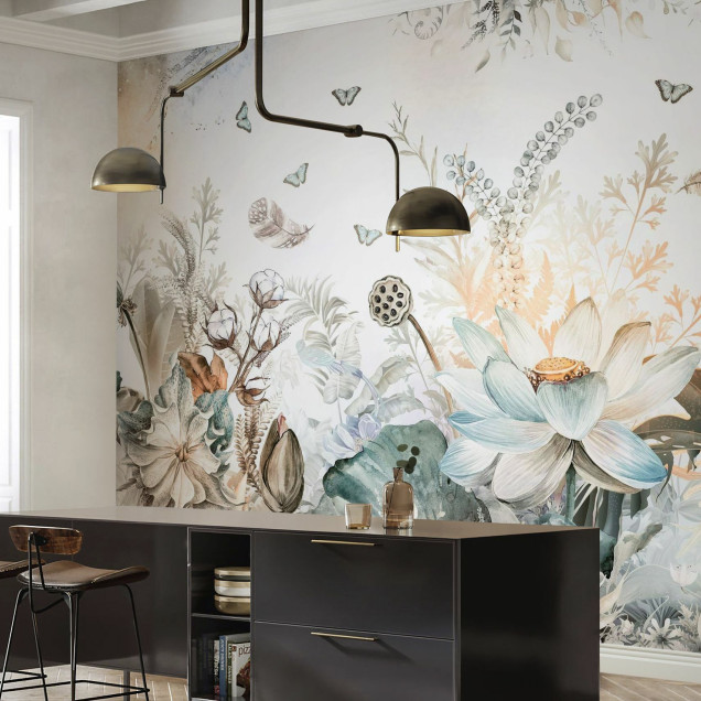 Tapet floral cu fluturi Beautiful Blossom