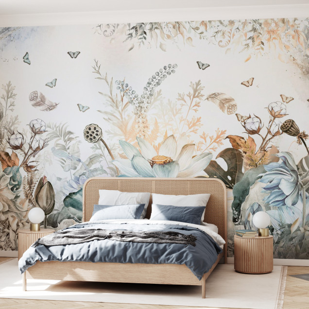 Tapet floral cu fluturi Beautiful Blossom